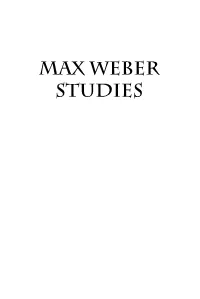 Max Weber Studies