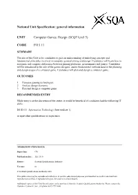 National Unit Specification: General Information