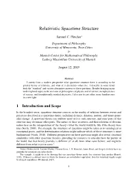 Relativistic Spacetime Structure