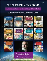 TEN PATHS to GOD a Curriculum Based on the Teachings of Rabbi Sacks Educator Guide / Advanced Level