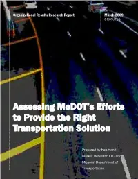 Assessing Modot's Efforts to Provide the Right Transportation Solution