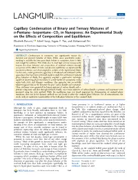 Capillary Condensation of Binary and Ternary Mixtures of N-Pentane
