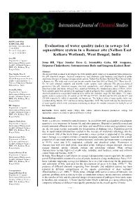 Evaluation of Water Quality Index in Sewage Fed Aquaculture System in A