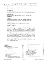 Maximally Localized Wannier Functions: Theory and Applications