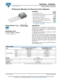 TSOP382.., TSOP384.. IR Receiver Modules for Remote Control Systems