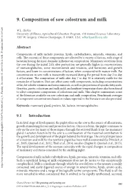 9. Composition of Sow Colostrum and Milk