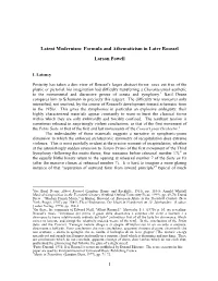Latent Modernism: Formula and Athematicism in Later Roussel