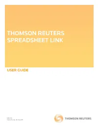 Thomson Reuters Spreadsheet Link User Guide