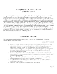 Benjamin Thomas Greer Curriculum Vitae