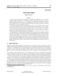 Cold Fusion Again 1 Introduction