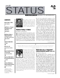 CONTENTS This Article Is Based on the Conference from Dedicating the Meeting in Her Memory Opening Talk Given at the Just the Same