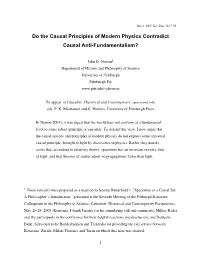 Do the Causal Principles of Modern Physics Contradict Causal Anti-Fundamentalism?