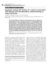 Dopamine Receptor D2 Ser/Cys 311 Variant Is Associated with Delusion
