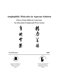 Amphiphilic Molecules in Aqueous Solution