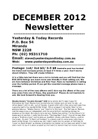 DECEMBER 2012 Newsletter ------Yesterday & Today Records P.O