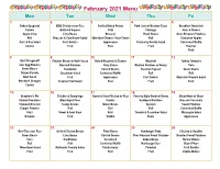 February 2021 Menu Mon Tue Wed Thu Fri