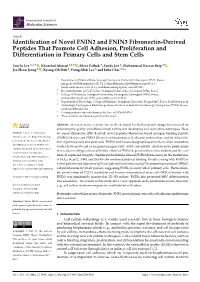 Identification of Novel FNIN2 and FNIN3 Fibronectin-Derived