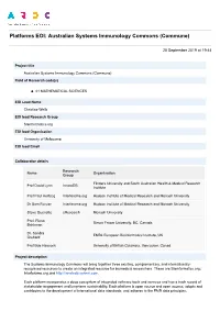 Platforms EOI: Australian Systems Immunology Commons (Commune)