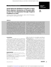 Small Molecule–Mediated Activation of RAS Elicits Biphasic Modulation of Phospho-ERK Levels That Are Regulated Through Negative Feedback on SOS1 Jennifer E