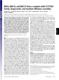 BBS6, BBS10, and BBS12 Form a Complex with CCT/Tric Family Chaperonins and Mediate Bbsome Assembly