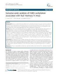 Genome-Wide Analysis of H4K5 Acetylation Associated with Fear Memory in Mice C Sehwan Park1,3*, Hubert Rehrauer2 and Isabelle M Mansuy1,3