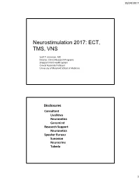 Neurostimulation 2017: ECT, TMS, VNS