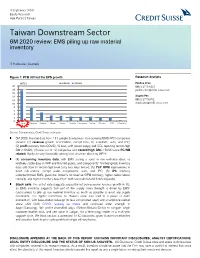 Taiwan Downstream Sector 6M 2020 Review: EMS Piling up Raw Material Inventory