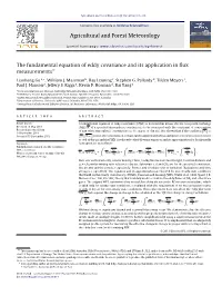 The Fundamental Equation of Eddy Covariance and Its Application in ﬂux Measurementsଝ