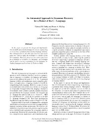 An Automated Approach to Grammar Recovery for a Dialect of the C++ Language