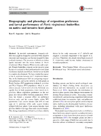 Biogeography and Phenology of Oviposition Preference and Larval Performance of Pieris Virginiensis Butterﬂies on Native and Invasive Host Plants