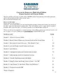 Caravan for Democracy High School Edition Proposed Speakers and Program Modules