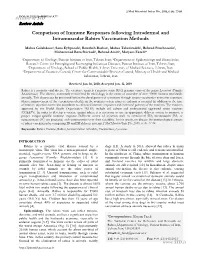 Comparison of Immune Responses Following Intradermal and Intramuscular Rabies Vaccination Methods
