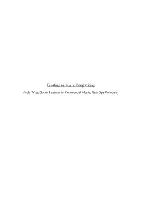 Creating an MA in Songwriting