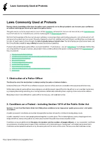Laws Commonly Used at Protests