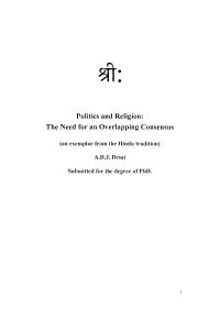 Politics and Religion: the Need for an Overlapping Consensus