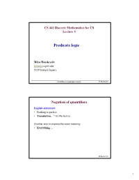 Predicate Logic. Formal and Informal Proofs