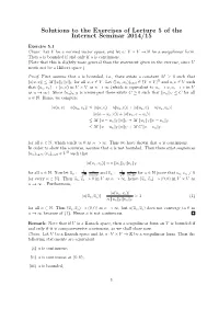 Solutions to the Exercises of Lecture 5 of the Internet Seminar 2014/15