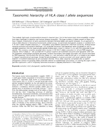 Taxonomic Hierarchy of HLA Class I Allele Sequences