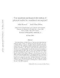 Can Quantum-Mechanical Description of Physical Reality Be Considered