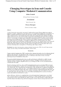 Changing Stereotypes in Iran and Canada Using Computer Mediated Communicatione Sida 1 Av 15