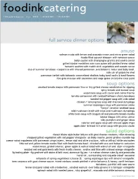 Full Service Dinner Menu