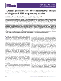Guidelines for the Experimental Design of Single-Cell RNA Sequencing Studies