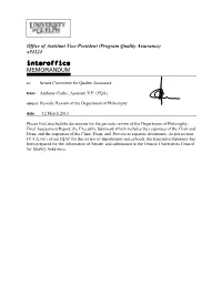 Interoffice MEMORANDUM To: Senate Committee for Quality Assurance From: Anthony Clarke, Assistant V.P