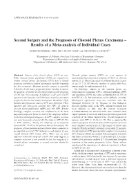 Second Surgery and the Prognosis of Choroid Plexus Carcinoma – Results of a Meta-Analysis of Individual Cases