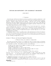 Tensor Decomposition and Algebraic Geometry