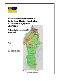 EG-Wasserrahmenrichtlinie Bericht Zur Bestandsaufnahme Im Bearbeitungsgebiet Oberrhein