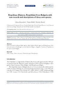 Empidinae (Diptera, Empididae) from Bulgaria with New Records and Descriptions of Three New Species