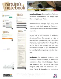 Install and Login: Download the Nature's Notebook (NN) App From