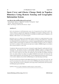 Snow Cover and Glacier Change Study in Nepalese Himalaya Using Remote Sensing and Geographic Information System