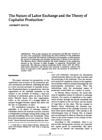 The Nature of the Labor Exchange and the Theory of Capitalist Production